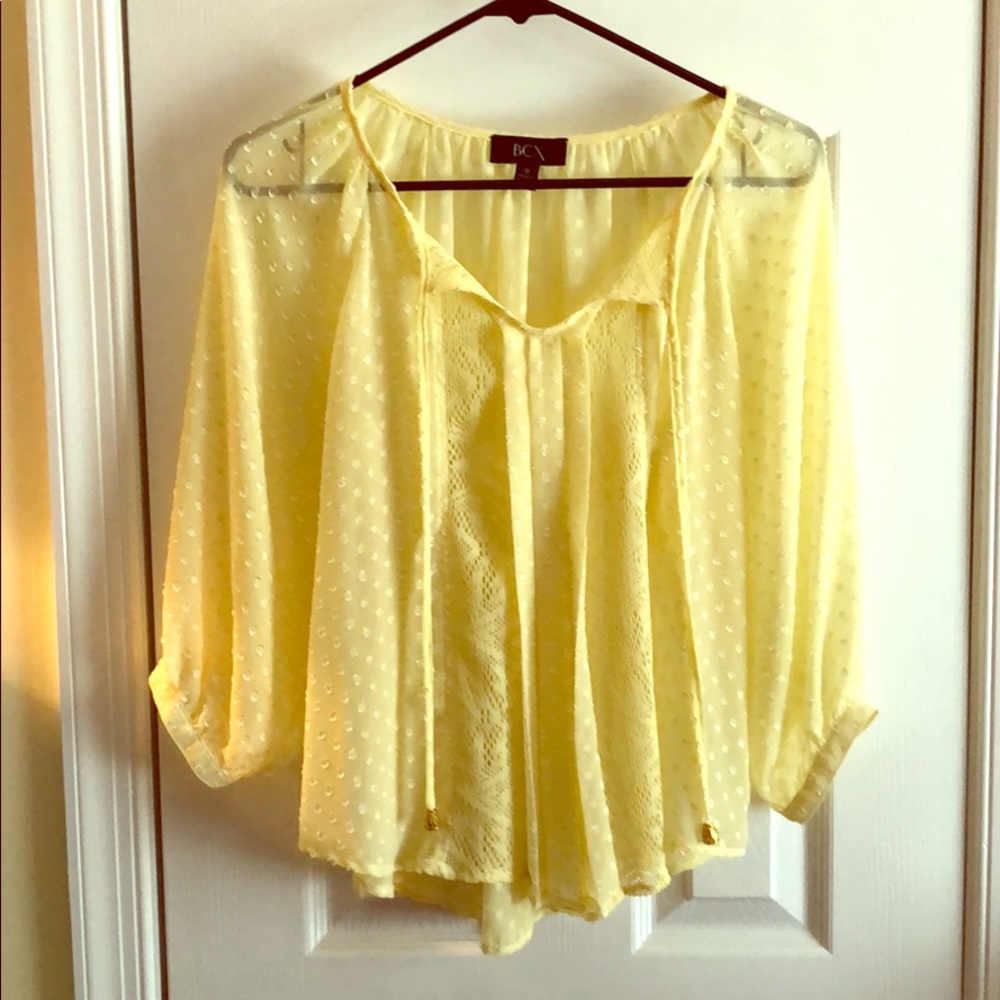 Women’s sheer yellow blouse top M - Picture 1 of 4